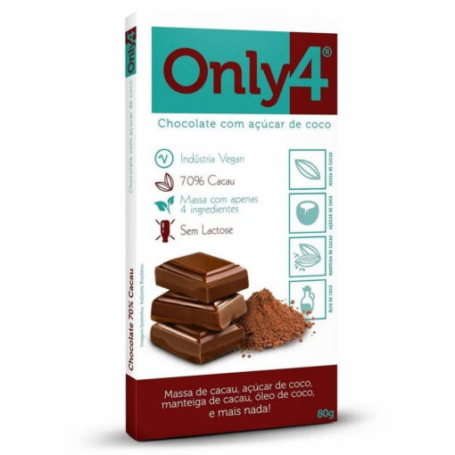 Chocolate 70% Cacau com Açúcar de Coco Only4 80g