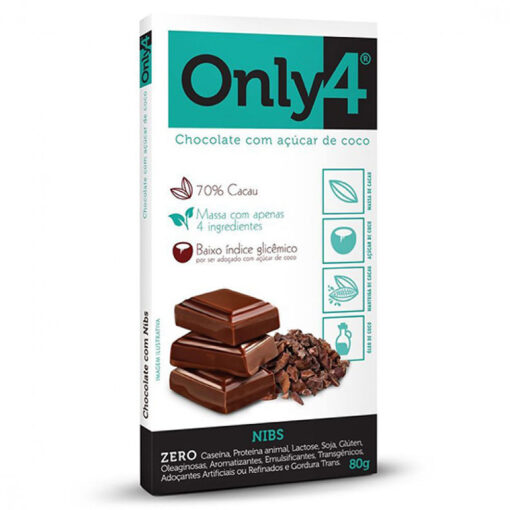 Chocolate 70% Cacau com Nibs Only4 80g