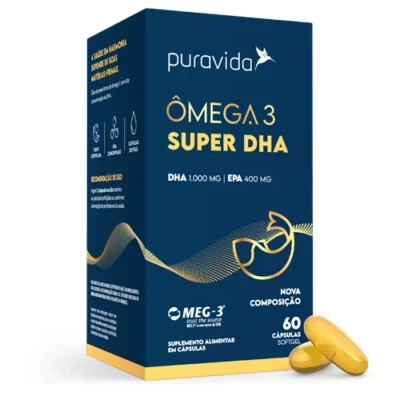 Ômega 3  SUPER DHA Puravida - 120 cáps. softgel