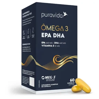 Ômega 3  EPA+DHA+Vit. E  Puravida - 60 ou 120 cáps. softgel