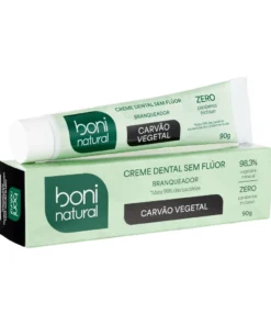 Creme Dental Menta e Carvão Vegetal Vegano 90g  - Boni Natural