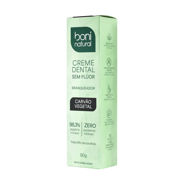 Creme Dental Menta e Carvão Vegetal Vegano 90g - Boni Natural - Imagem 3