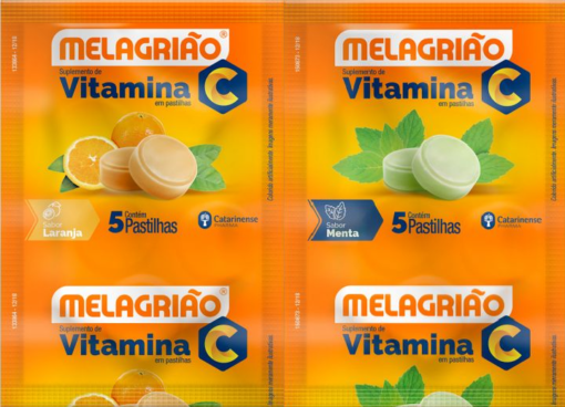 Pastilha de Vitamina C Melagrião®com açúcar - Sachê com 5 Pastilhas - Catarinense