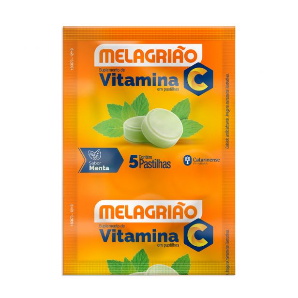Pastilhas de Vitamina C Melagrião®com açúcar - Sachê com 5 Pastilhas - Catarinense - Imagem 2