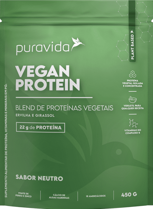 VEGAN PROTEIN - Blend de Proteínas Vegetais Sabor Neutro 450 g - Puravida