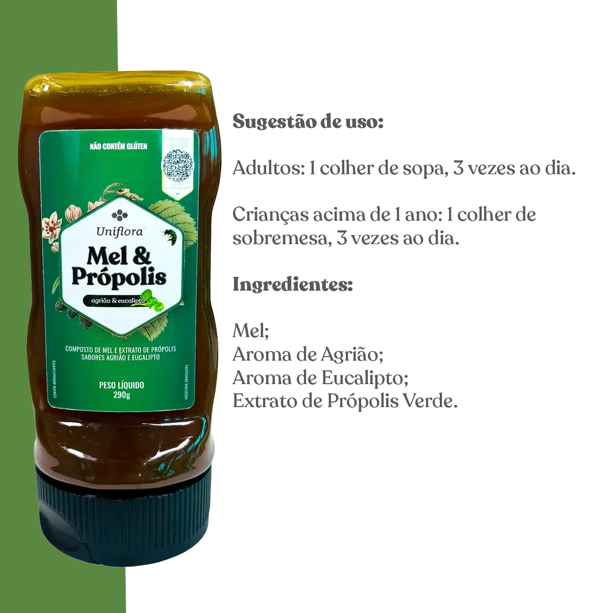 Mel com Própolis, Agrião e Eucalipto 300g Uniflora - Imagem 2